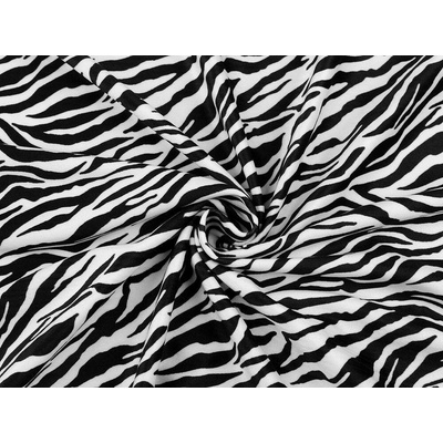 Samet imitace zvířecí kůže zebra METRÁŽ - 1 (144 cm) bílá