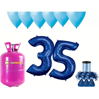 HeliumKing Helium párty set na 35. narozeniny s modrými balónky