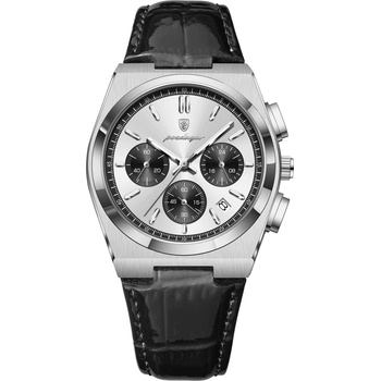 Poedagar Мъжки часовник Poedagar CS1870, естествена кожа, черен, бял циферблат (CS1870)