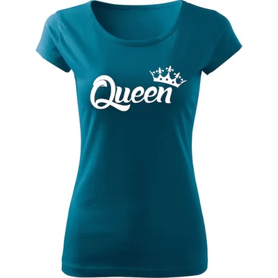 DRAGOWA дамска тениска с къс ръкав, Queen, петролено синя, 150г/м2 (6505)