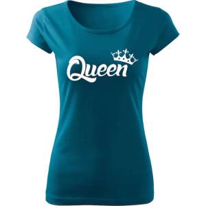 DRAGOWA дамска тениска с къс ръкав, Queen, петролено синя, 150г/м2 (6505)