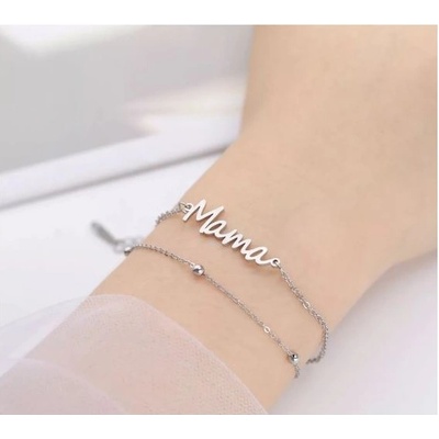 Prosperk Ocelový náramek Mama dvojitý S4863
