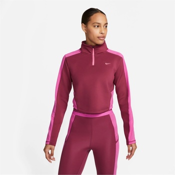 Nike Горнище с цип Nike Dri-FIT Femme Women's Half-Zip Long Sleeve Cropped Top - Rosewood/Fus