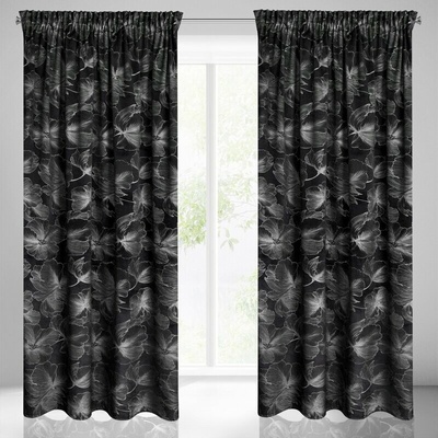 Takoy Záves STELLA z mäkkého zamatu so strieborným kvetinovým motívom 140 x 300 cm-HF-410379 | 140 x 300 cm