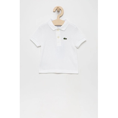 Lacoste Детска памучна тениска с яка Lacoste в бяло с изчистен дизайн (PJ2909)