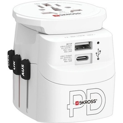 SKROSS Cestovní adaptér PRO Light USB AC30PD World, 7A max., USB A+C, PD 30W, UK+USA+Austrálie/Čína | Zboží Auto