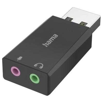Hama Външна звукова карта USB-А, 2 x 3.5 mm аудио жак, стерео (200323)