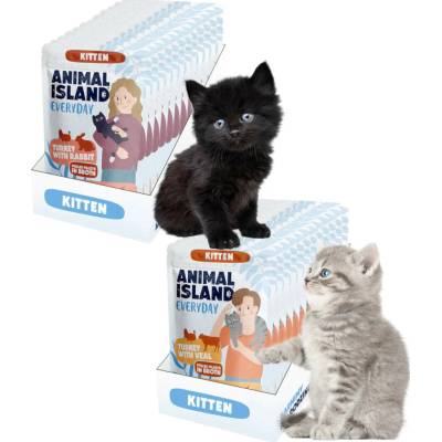 ANIMAL ISLAND Everyday Kitten Krůta s telecím a Krůta s králíkem ve vývaru 24x85 g