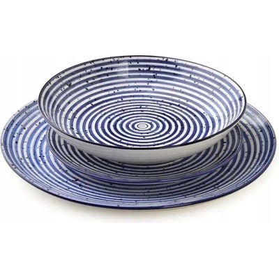 STRIPES BLUE Obedový komplet 27/19/20 cm miska 550 ml 18 ks