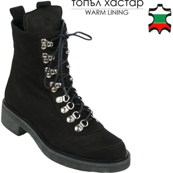 Image 1 of Български обувки Дамски боти в цвят черен от естествен черен набук 32692