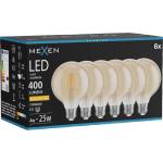 Mexen Vintis 6x LED филамент крушка E27, G95, 4W, Топла - 2200K, 400 lm, кехлибар (L157-E27-0422-50x06)