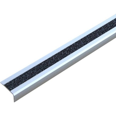 Protiskluzová nášlapná schodová hrana, Aluminium m2, třpytivý černý pruh, š 610 mm, typ A