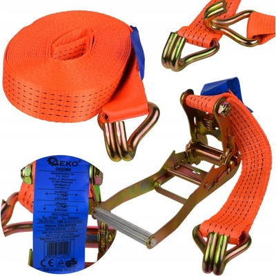 Popruh upínací s ERGO ráčnou a hákem, 10m/5T/50mm GEKO