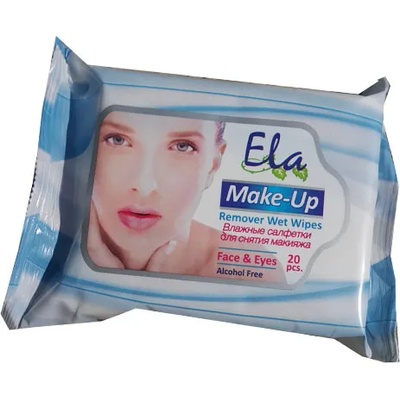 Ela мокри кърпи за почистване на лице от грим, 20броя