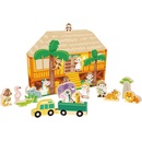 Ostatní stavebnice Teddies Safari ZOO dřevo + domeček 16 ks