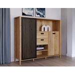 Forte Шкаф twelve с ламели и чекмеджета 150 см, дъб маувела (jtnr332l-m635)