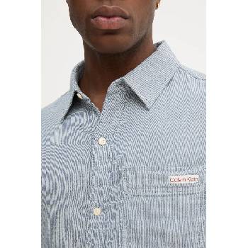 Calvin Klein Памучна риза Calvin Klein Jeans в синьо със стандартна кройка с класическа яка LV04RC706G (LV04RC706G)