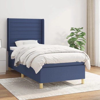 vidaXL Боксспринг легло с матрак, синьо, 100x200 см, плат (3132055)