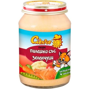 Слънчо Месно-зеленчуково пюре Слънчо - Пилешко със зеленчуци, 190 g (2446)