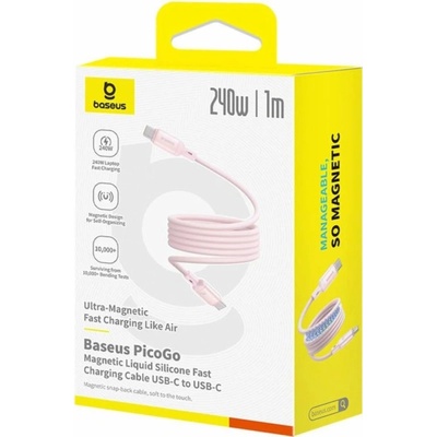 Baseus DATUSBC240W1MPIBASPI PicoGo Magnetic nabíjecí a datový - USB-C na USB-C 1m růžový
