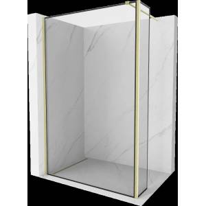 Mexen Kioto душ кабина Walk-in 140 x 40 см, черна рамка, злато четка - 800-140-212-55-70-040 (800-140-212-55-70-040)