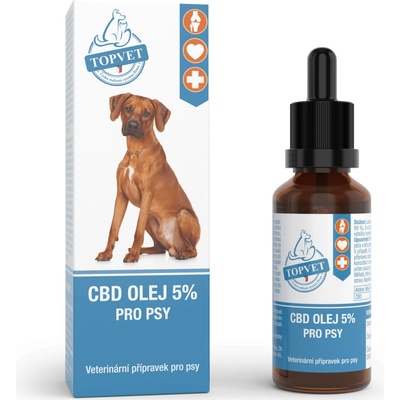 Topvet CBD olej 5% pre psov 10 ml
