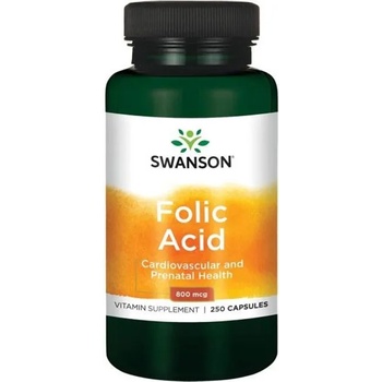 Image 1 of Swanson Folic Acid, 800 mcg, 250 капсули, Swanson (SW035)