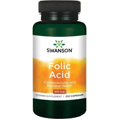 Swanson Folic Acid, 800 mcg, 250 капсули, Swanson (SW035)