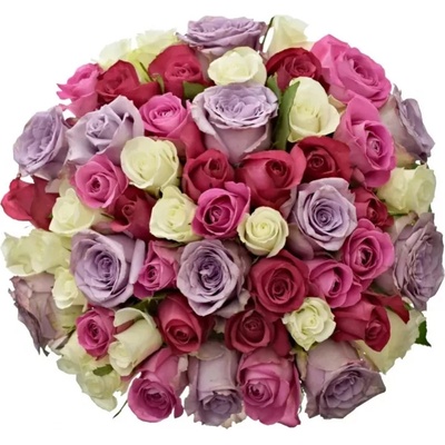 Kytice 55 míchaných růží PURPLE NAOMI 40cm