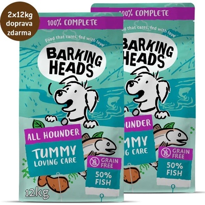 Barking Heads All Hounder Tummy Loving Care Fish 2 x 12 kg