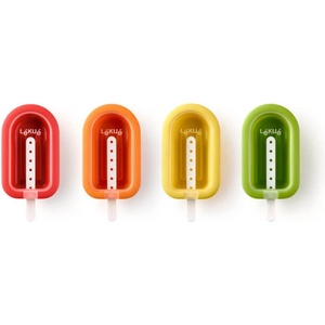 Lékué Комплект от 4 форми за сладолед на клечка Lekue 1009046, 240 мл, -20C / +100C, Капачета, Многоцветен (1009046)