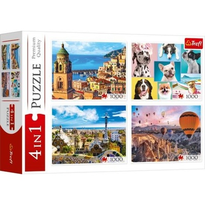 TREFL Amalfi Psí portréty Balony nad Kapadokií a Park Güell 4x1000 dílků