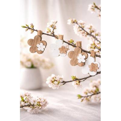 Kolíček kytka 4 ks/4,5 cm natural