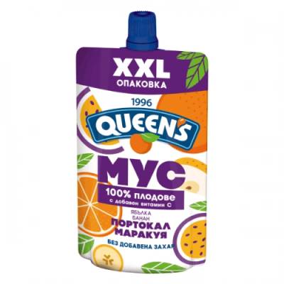 Queen's Плодов мус 100% плодове портокал, маракуя Queen's 200гр