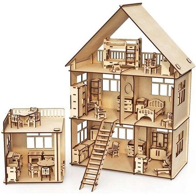 Woodpy Къща за кукли с мебели