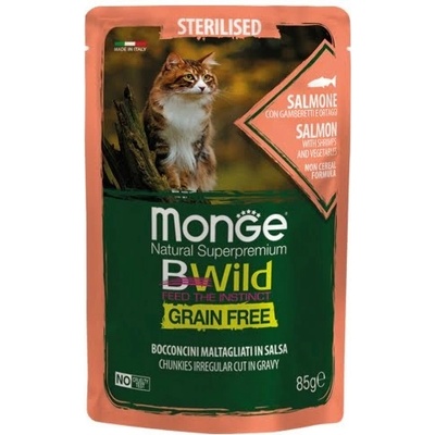 Monge Bwild Cat Grain Free Sterilka Losos so zeleninou 85 g