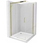 Mexen Omega разтегаем душ кабина 100 x 100 см, прозрачна, златна + поддушово (825-100-100-50-00-4010)