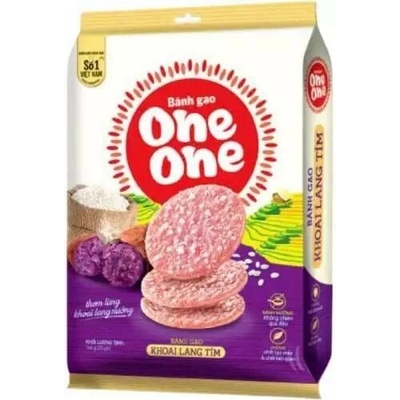 One One rýžové krekry s příchutí fialových sladkých brambor 116g (BANH GAO KHOAI TIM)