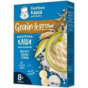 Gerber Nestle Gerber Овесено-пшенична млечна каша йогурт с банан и круша 240г