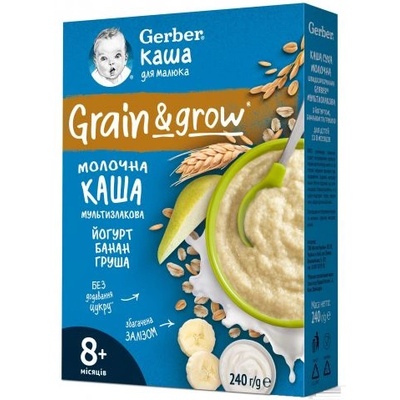 Gerber Nestle Gerber Овесено-пшенична млечна каша йогурт с банан и круша 240г