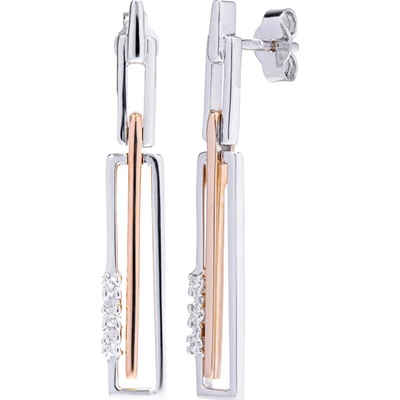 Blink-Blink diamantové náušnice z bieleho a ružového zlata 7009BRDV