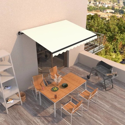 VidaXL Ručně zatahovací markýza 350 x 250 cm krémová