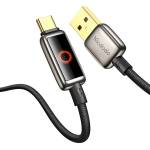 Mcdodo Кабел за данни - Mcdodo (CA-6650) - с дишаща LED светлина, USB-C → USB-A, Auto Power Off, 6A, 1.2m - Черен