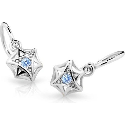 Danfil dětské náušnice C2209 z bílého zlata s kamínkem Arctic Blue zapínání brizura