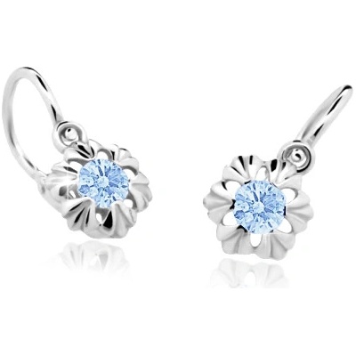 Cutie Kids Jewellery C2213-10-70-x-2 Dětské náušnice kytičky z bílého zlata na brizuru Cutie C2213 Arctic Blue GBEWM-00449