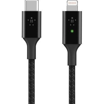 Belkin Кабел Belkin - BoostCharge Smart LED, USB-C/Lightning, 1.2 m, черен (CAA006BT04BK)