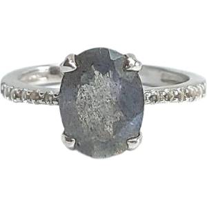 Silenti Jewelry Сребърен пръстен "Лабрадорит" - 5 - 49мм (15.6мм диам. )