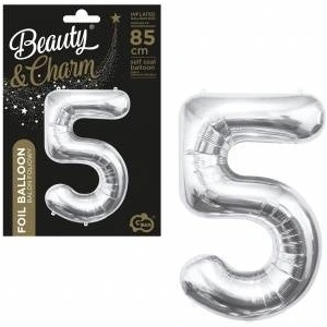 GoDan Foil Balloon Godan Number 5, silver, 85 cm 85cal (BC-HSR5)