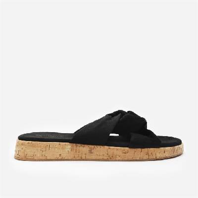 Сандали на платформа Wheres That From Where’s Knotted Open Toe Low Wedge Sandal - Black Suede