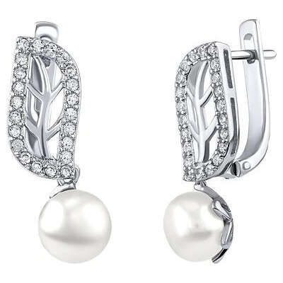Silvego Strieborné náušnice pravou bielou perlou FNJE0707-PR